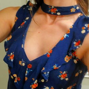 Navy & Floral Tank/Blouse